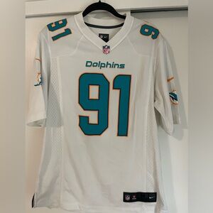 Miami Dolphins Cameron Wake #91 Jersey Mens M White Nike NFL Players On Field